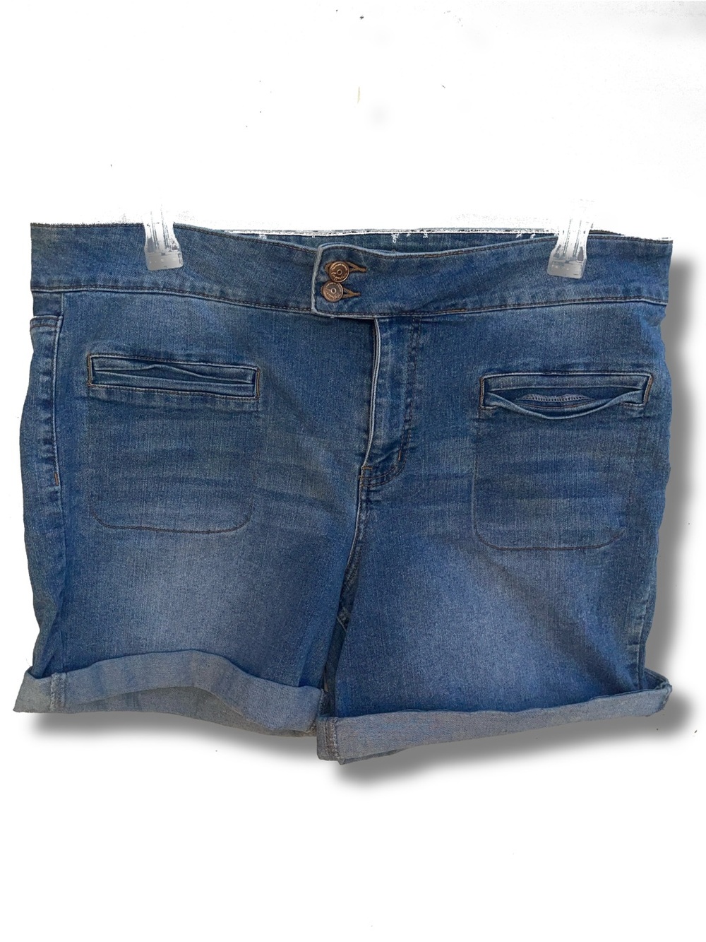 Denim Roll-Hem Women's Shorts - Blue